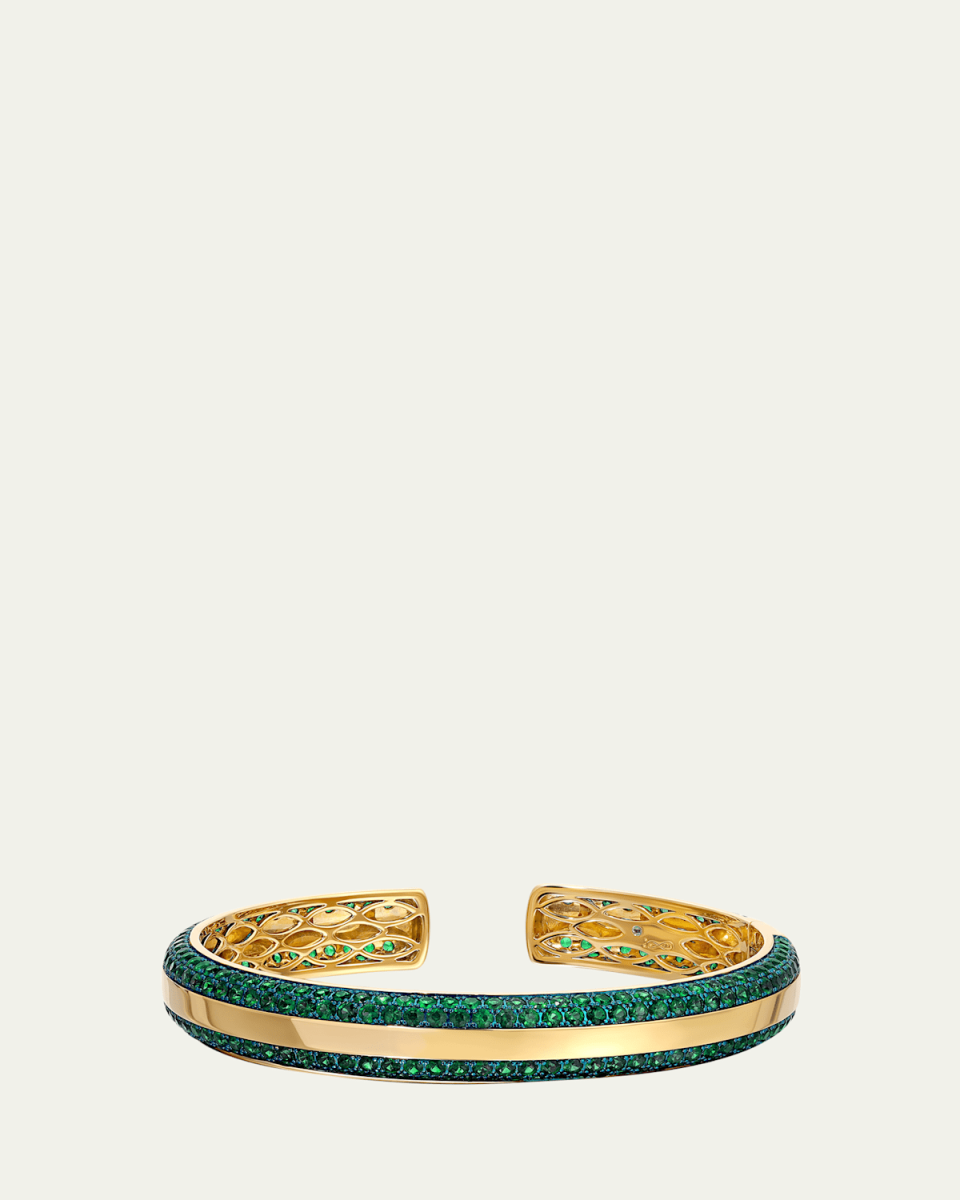 18K Yellow Gold Blue Sapphire Bangle Bracelet